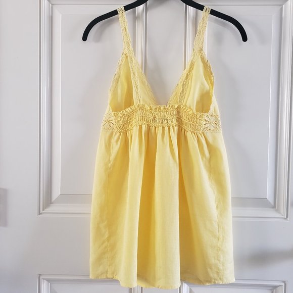 ACROBAT Crochet Empire V Neck Sleeveless Tunic Yellow Top SZ S - Picture 3 of 14